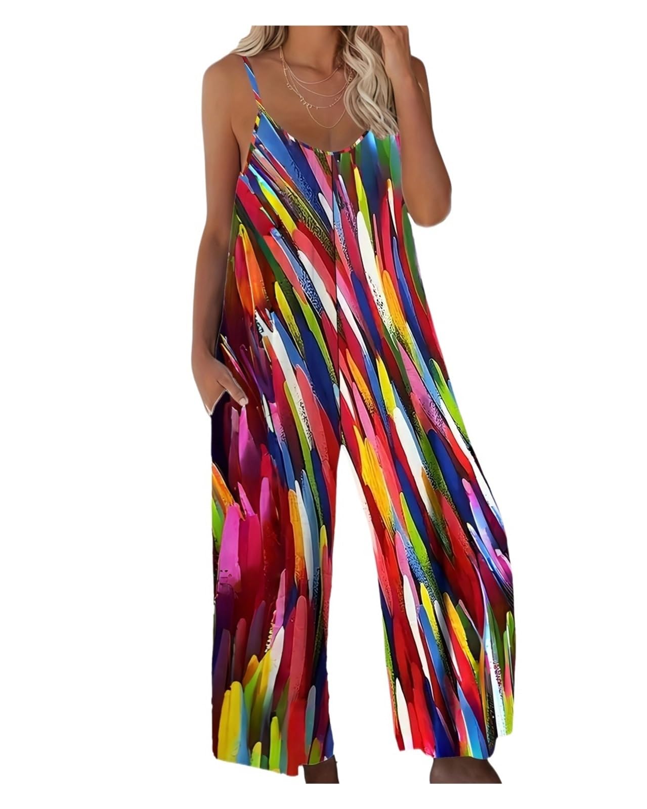 RRYPBOVG Jumpsuits For Women Loose Fit Jumpsuit Stylish Women's Romper(Red,0XL)