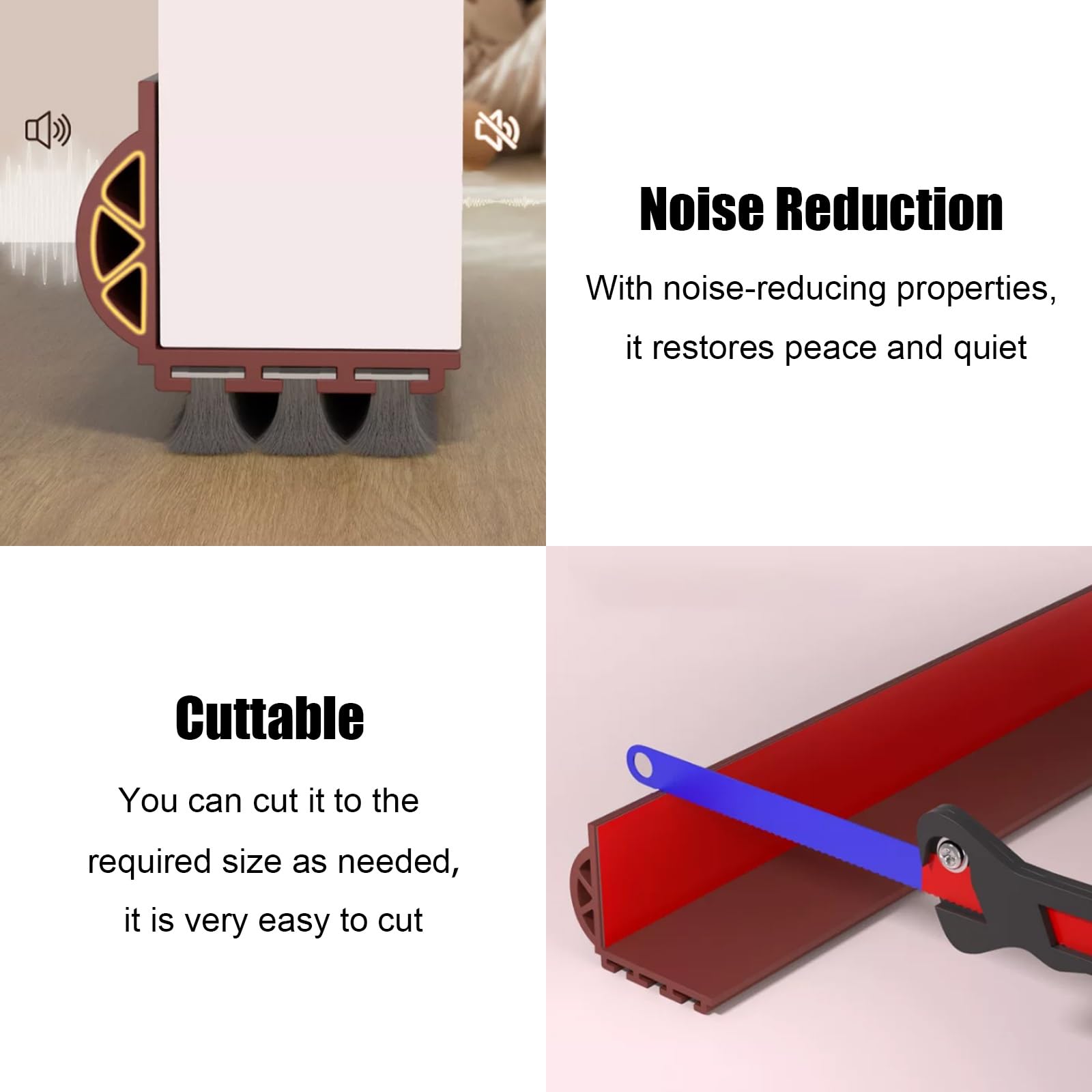Paraspifferi per Porte Tappi antispiffero per porta in PVC per parte inferiore della porta, Tappi antirumore sotto la porta per ufficio domestico 1 2 5 8 12 pezzi, Riducono la riduzione(Brown,5pcs)
