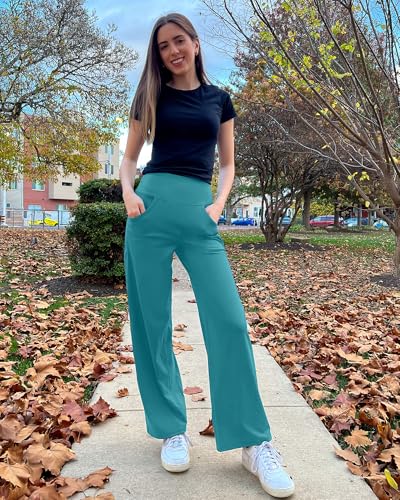 Image of Promover Wide Leg Pants Woman Yoga Pants with Pockets Stretch Loose Casual Lounge Sweatpants Petite /Regular /Tall