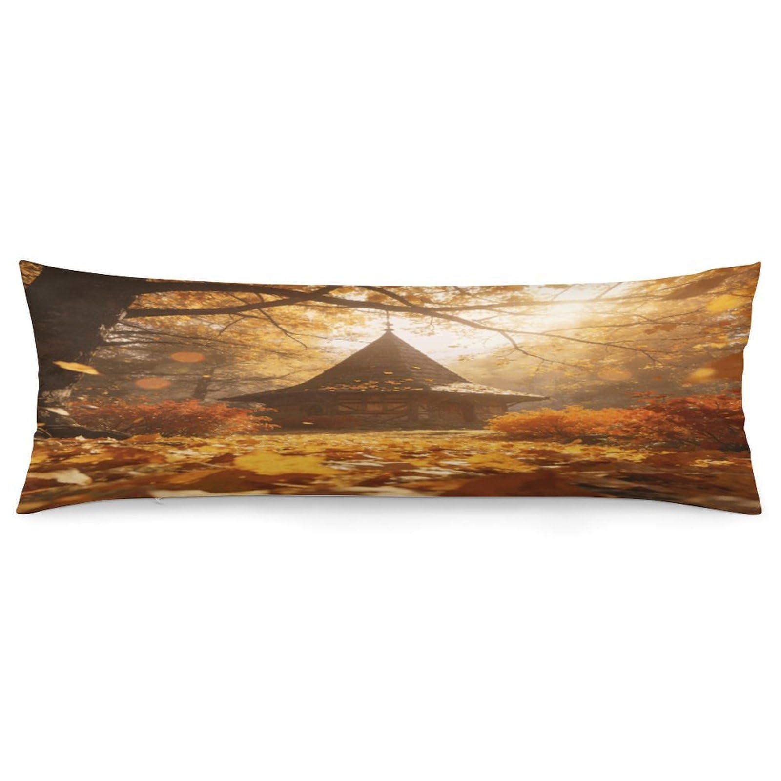A Small House in The Forest Body Pillowcase Soft Breathable Full Long Pillow Cover 20x54 Inches Polyester Pillow Case with Hidden Zipper Closure for Bedroom Home Decorations