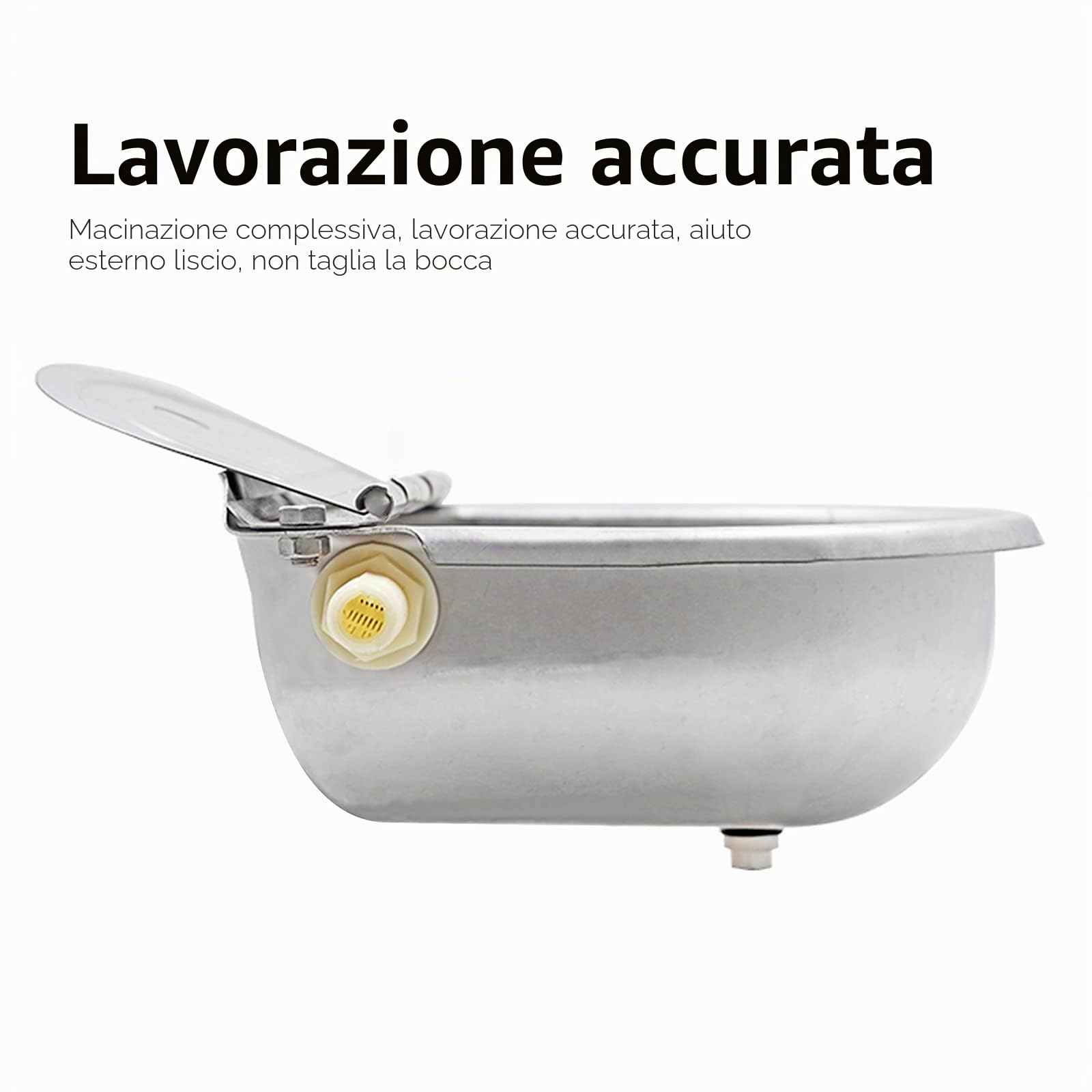 Abbeveratoio Automatico in Acciaio Inox 2 Valvole a Galleggiante Regolabili Tappo di Scarico per Animali