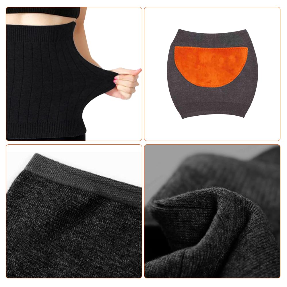 Calentador de Riñones de Cachemira Suave, 2 Pcs Calentador de Cintura, Calentador de Riñon para Damas Elastico, Calentador de Cuerpo Puños de Riñon, Calentador de Cadera para Damas, Negro