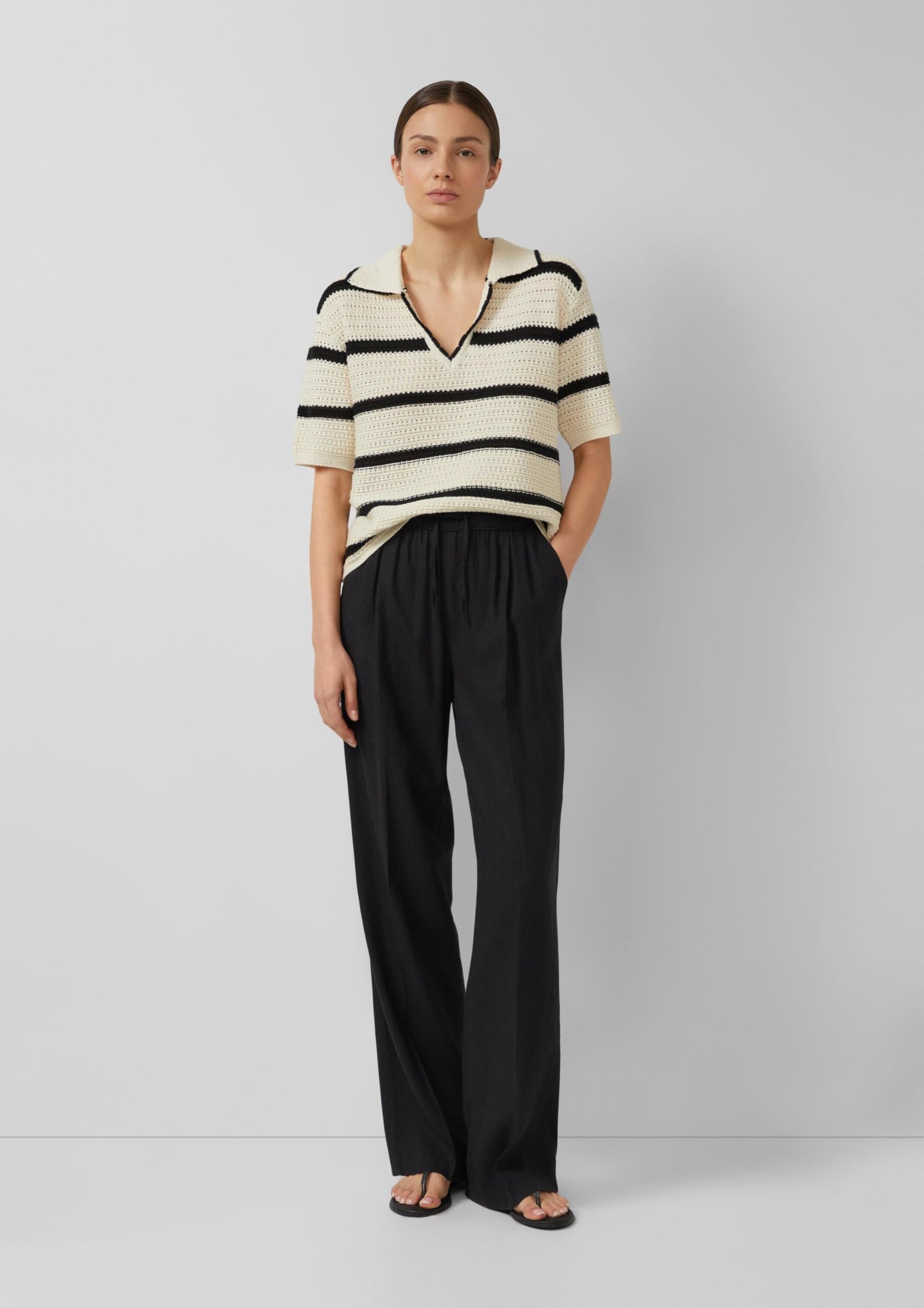 s.Oliver Damen Leinen-Mix Hose lang Leinenmix-Hose mit Elastischem Bund
