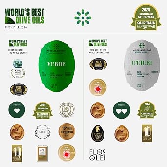 Green Robust Organic 500+ mg/kg Polyphenols Rich Italian Extra Virgin Olive Oil from Italy, 2026 Gold Award, High Antioxidants Peppery Finish, Sicily Certified Origins, Cold Pressed - 16.9 fl oz