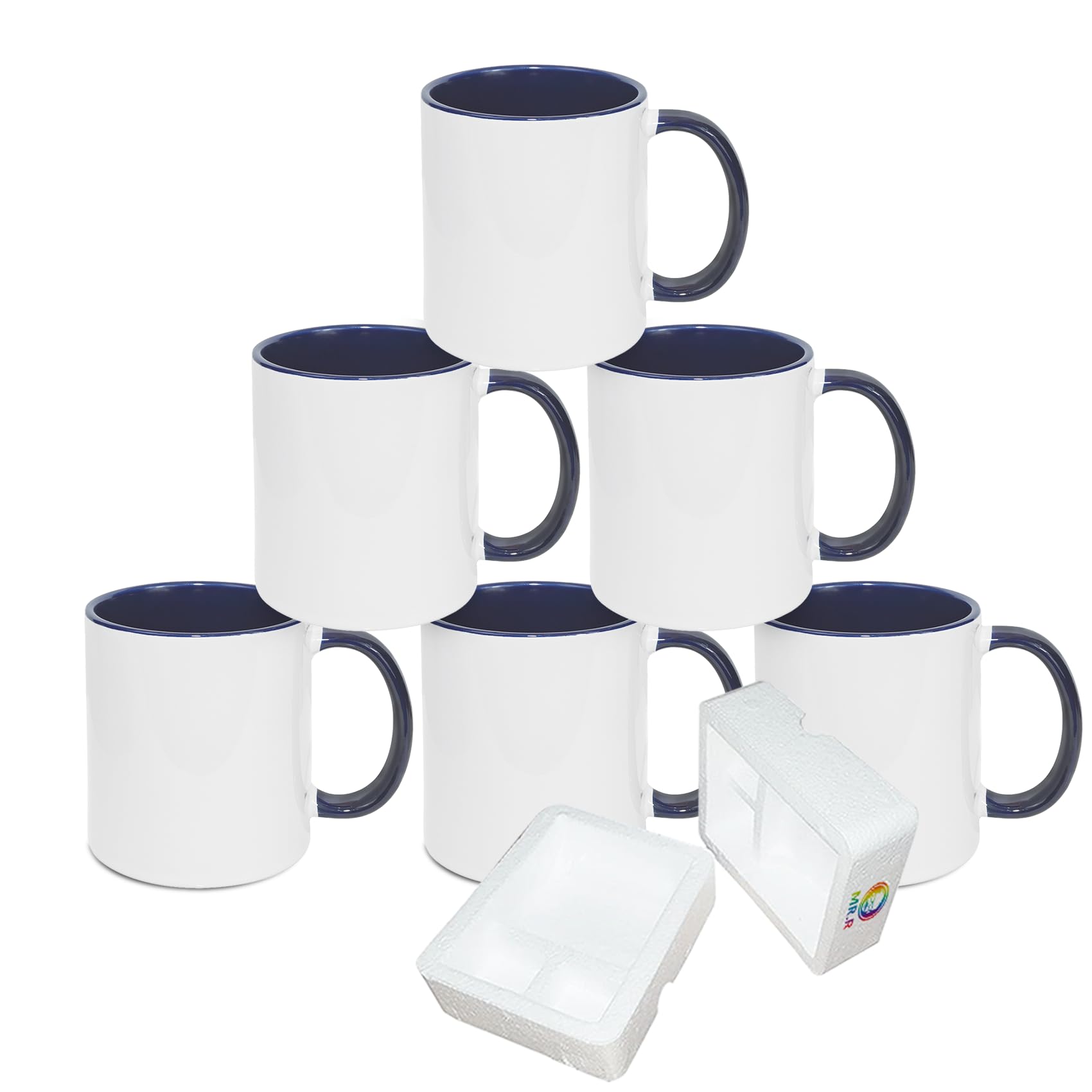 Tasses à café en céramique bleu foncé MR.R 325 ml pour thé lait et cola | Lot de 6