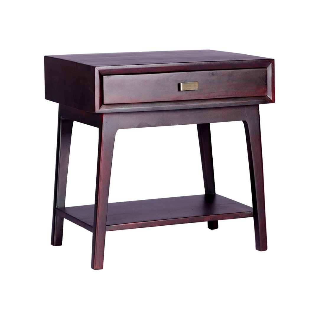 MADE WOOD Bedside Table for Bedroom Side Nightstand Lamp Table with Drawer & Open Shelf Storage for Home & Hotels End Table for Living Room (Mahogany, Sheesham Wood)