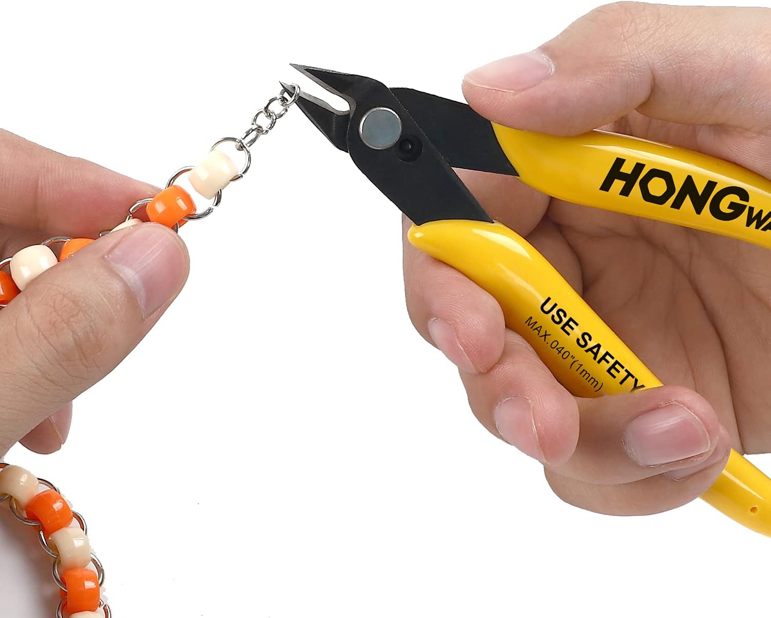 HongWay 5pcs Micro Flush Cutters, Wire Cutter with Internal Spring, Diagonal Cutters for Electronics, Heating Wire, Model Sprue, Soft Copper Wire Snips, 5 inches, Yellow - - 