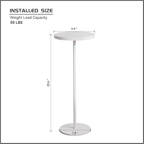 Miniatura 9 de Mesa redonda para bebidas, mesa auxiliar pequeña, mesa auxiliar moderna, base pesada, mesa de pedestal negra para sala de estar, dormitorio,