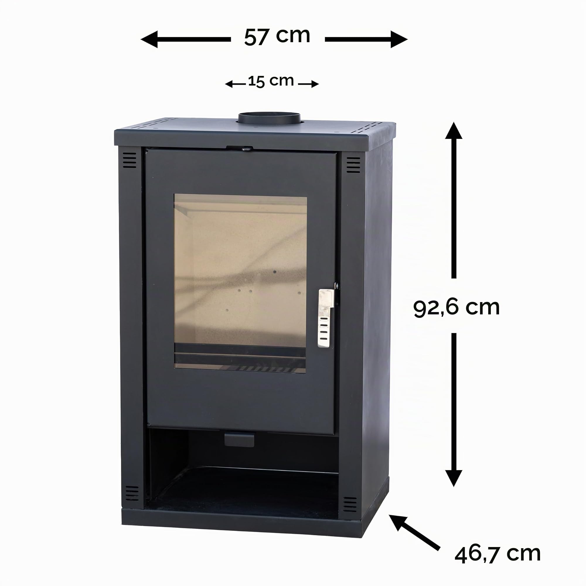 ALAZ Mouse K10M Kaminofen 10 kW – Schwarz | Holzofen mit Schamott-Brennkammer & großem Sichtfenster | Für Holzscheite bis 50 cm | Energieeffizienzklasse A+
