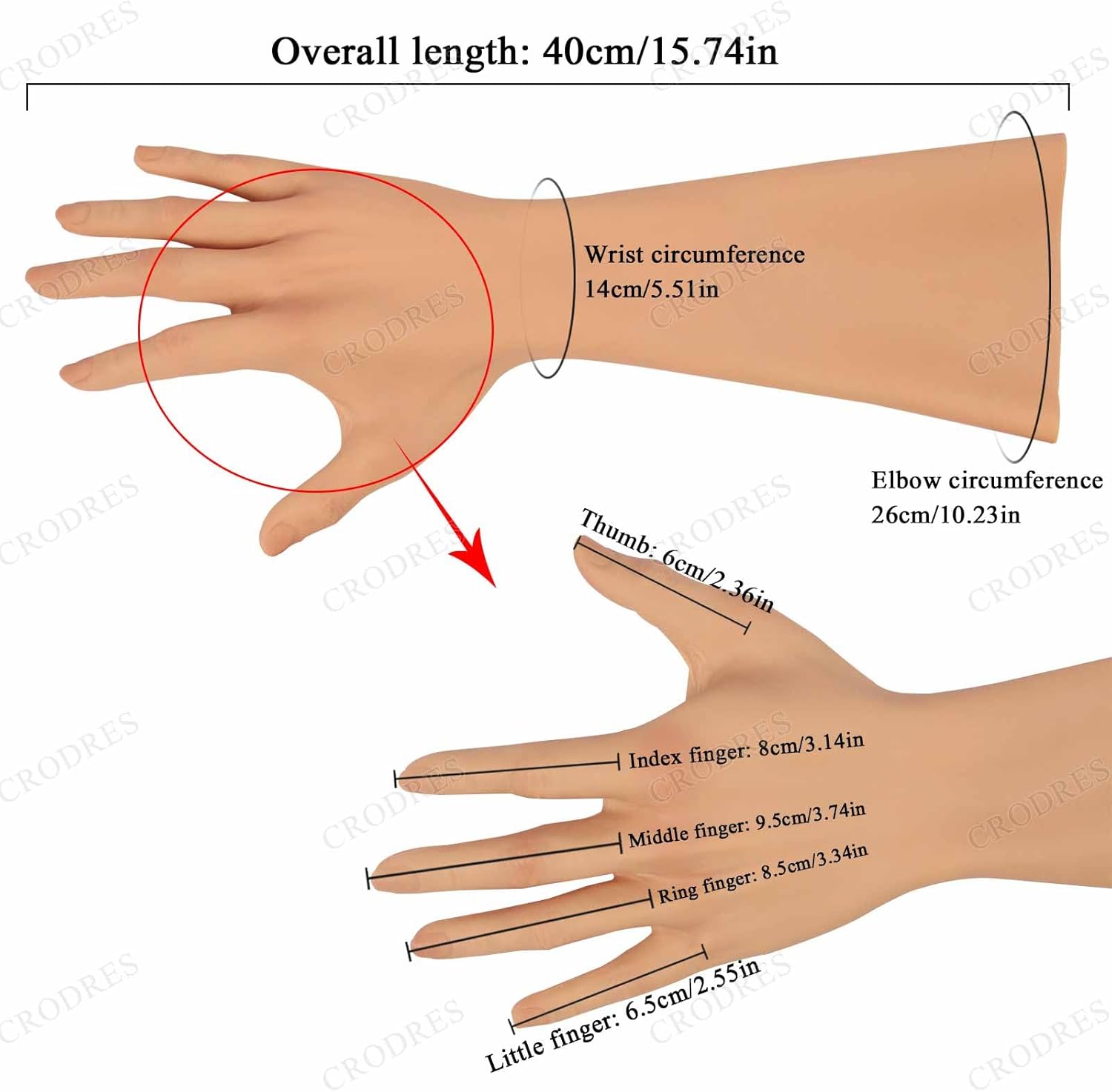 Artificial Silicone Gloves Women's Artificial Fake Hands Arm Cover Scars Realistic Skin Handmade Prosthesis