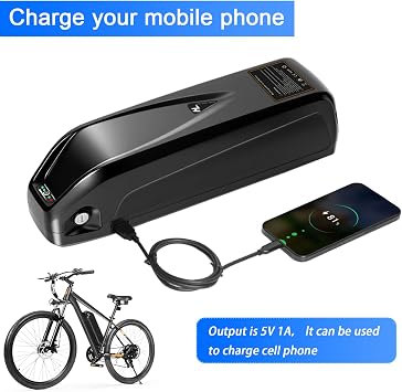 48V 13AH Ebike Battery, Lithium Battery with 30A BMS for 0-1000W Motors, Includes USB Output, Safe Lock, Led Indicator Light, Base&XT60 Connector (48V 13AH)