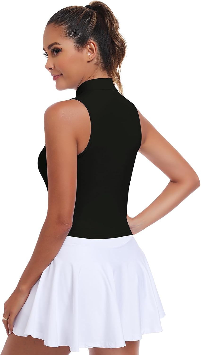 WOWENY Golf Shirts for Women Sleeveless Polo Tennis Top Athletic Workout Cropped Tank Tops Pickleball - Image 2