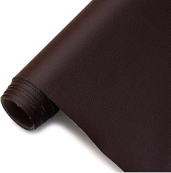 Faux Leather Fabric Leatherette Material By The Metre 63" Width for Upholstery Bows Sewing Patchwork CraftDark Brown,1.6X4m