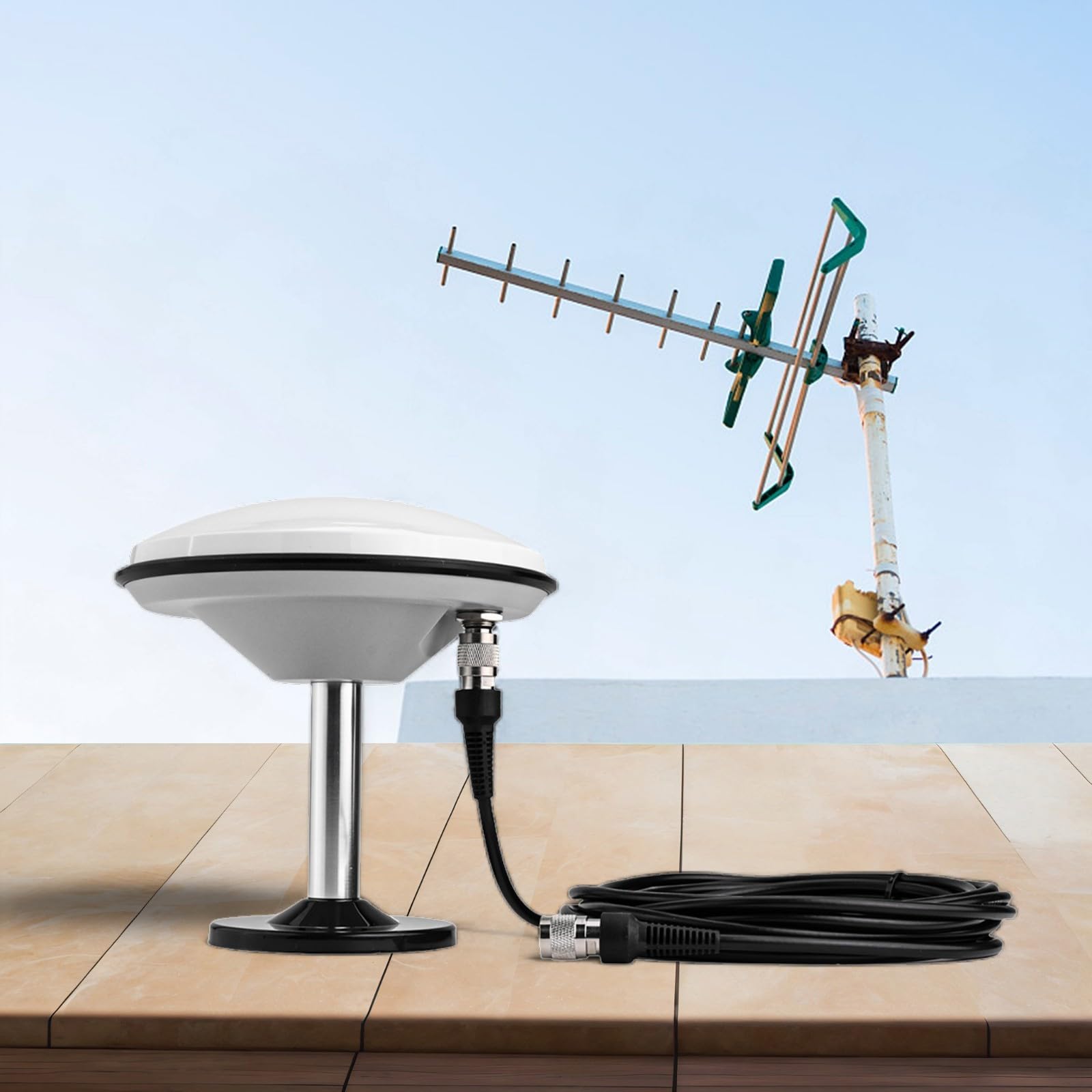 Honseadek STARF-107 L1 L2 GNSS-RTK Antena GPS, resistente al agua para topografía agrícola con base magnética M90SD cable TNC/SMA de 5 m (antena + cable TNC)