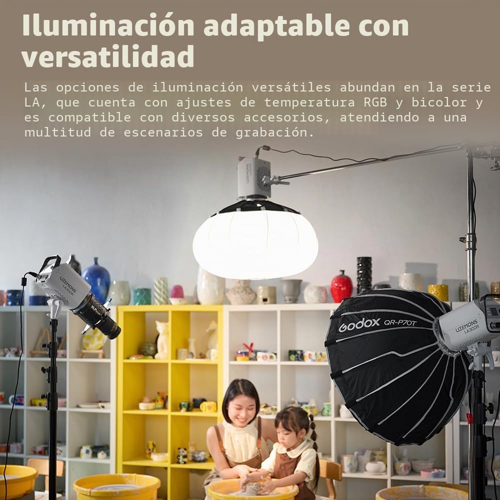 Godox LITEMONS LA300R RGB COB Video Light Bowen Mount 1800K to 10000K CCT with GM Adjustment 94,700 lux @ 1m Standard Reflector Support APP Control