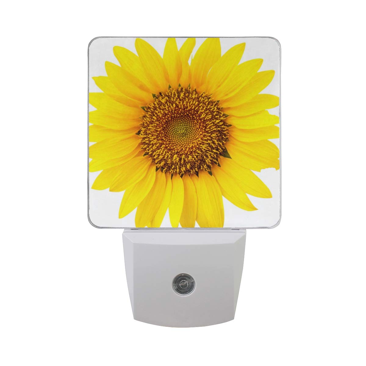 2 Pack Plug-in LED Night Light Lamp Yellow Sunflower Blossom Printing with Dusk to Dawn Sensor for Bedroom, Bathroom, Hallway, Stairways, 0.5W