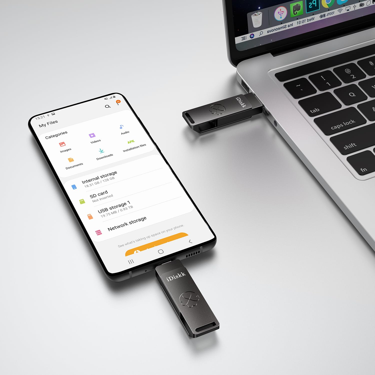 iDiskk 1 unidad flash de estado sólido súper rápida para iPhone 15/15 Plus/15 Pro/15 Pro Max, USB C iPad, MacBook, portátiles, teléfonos Android y computadora Windows, hasta 1000 MB/S