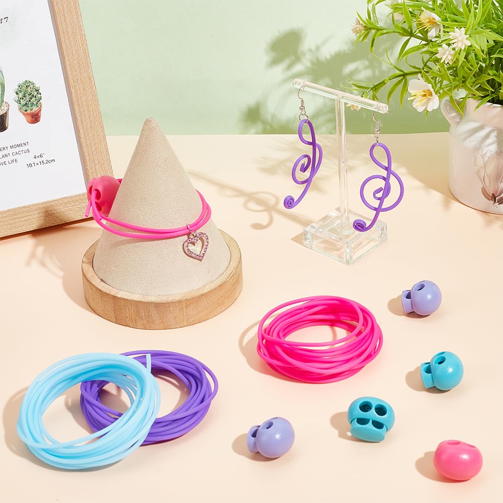 NBEADS 50 meter steekkoorden voor het houden van steken, 2 mm holle rubberen buis, breien kapperkoord steekhouder met plastic koordsloten voor het vasthouden van steken, armband, ketting, kralen en NBEADS 50 meter steekkoorden voor het houden van steken, 2 mm holle rubberen buis, breien kapperkoord steekhouder met plastic koordsloten voor het vasthouden van steken, armband, ketting, kralen en