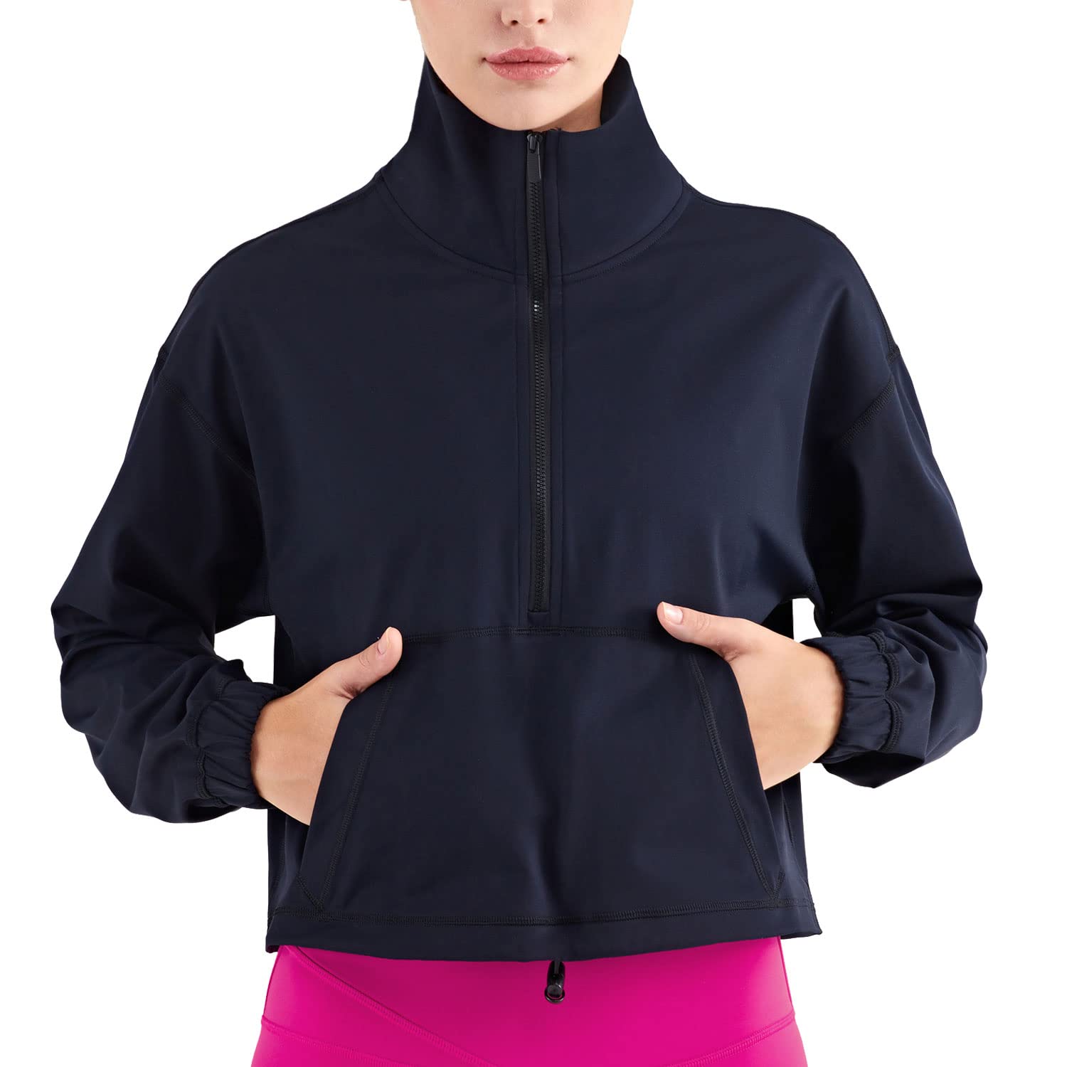 altiland Half Zip Pullover Cropped Jackets for Women Long Sleeve Workout Athletic Running Yoga Shirts