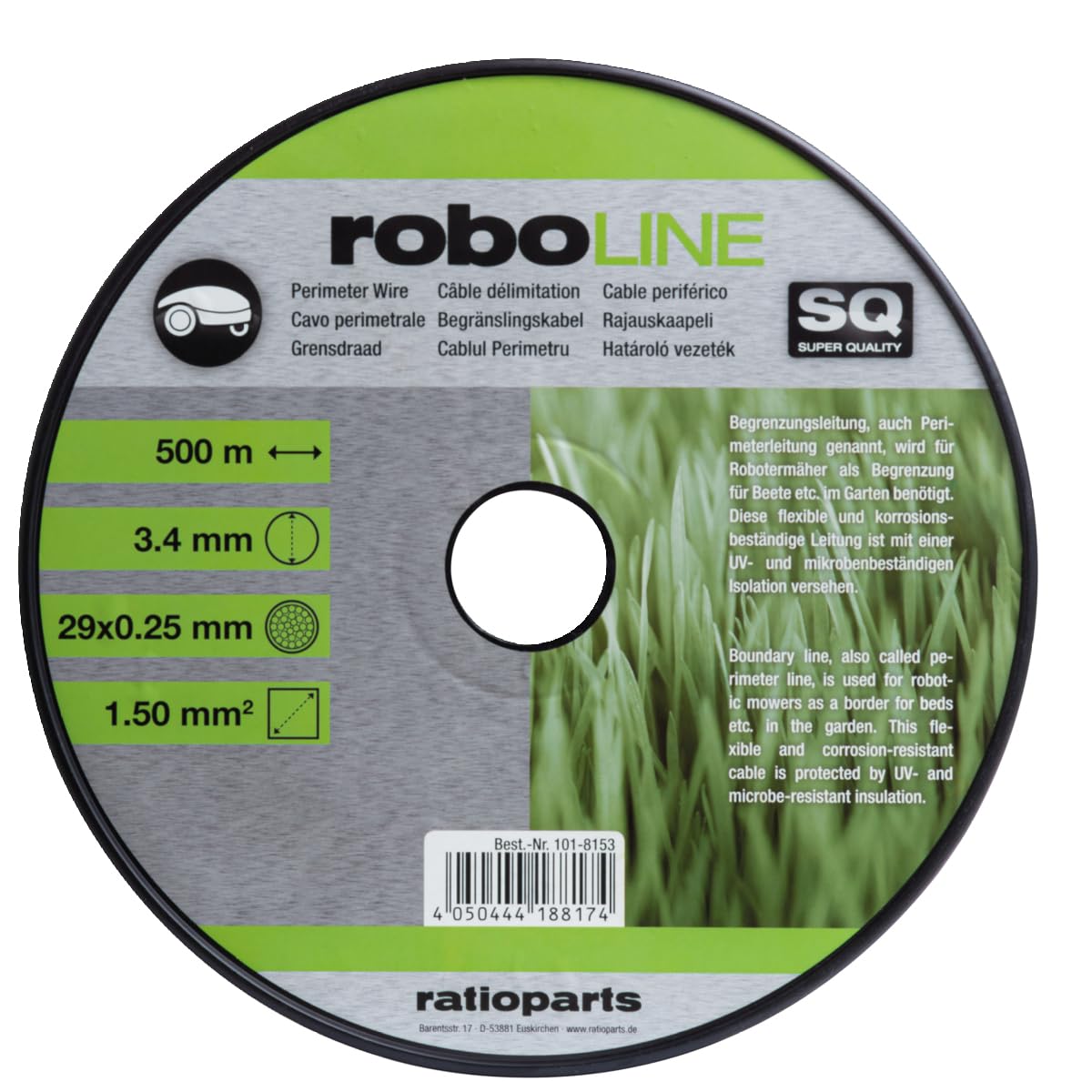 Ratioparts Cable de limitación para robot cortacésped de 2,7 mm de diámetro x 800 metros (cable de 1,5 mm²)