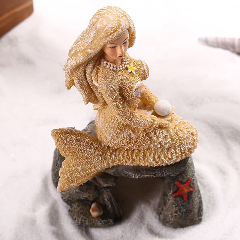 Image of Fish Tanks Decorations, Mermaid Statue ，Mermaid Garden, Fish Tank Decorations, Handicraft Decorations, Mermaid Decorations (Stone Mermaid)