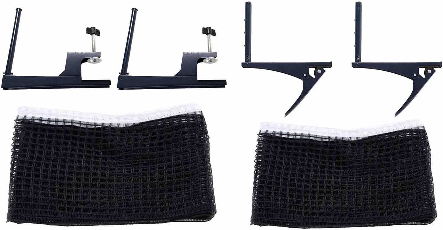 Table Tennis PingPong Net Post Set Folding Pingpong Screw on Clamp Net for Indoor and Outdoor Easy to Set Up Enduring Adjustable Screw Clamps Post Suitable for Indoor Outdoor