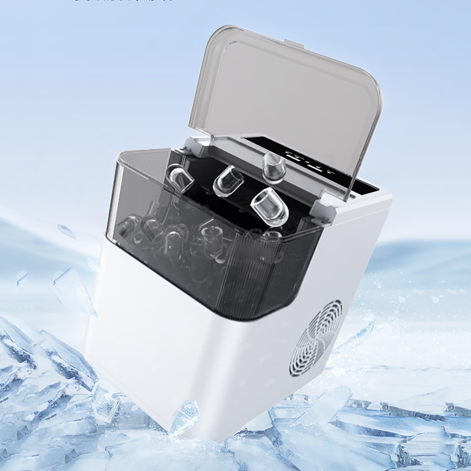 Portable Ice Maker Countertop, Pebble Ice Machine With Chew Crushed Ice, 24hrs Chewable Ice Machine, Timer, Portable Ice Maker Machine With Clear Ice Cubes For Whiskey/Coffee/Soft Drinks on Fridge.com - View 6