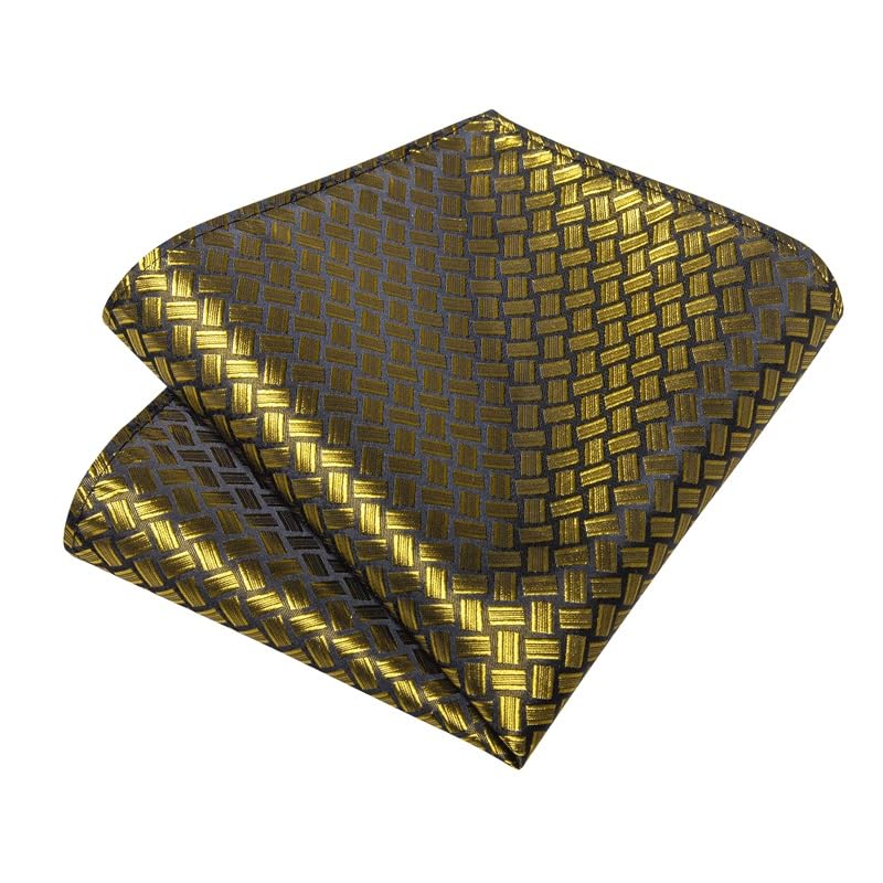 Plaid corbata para hombre 8 cm set con pañuelo y gemelos miniatura 4