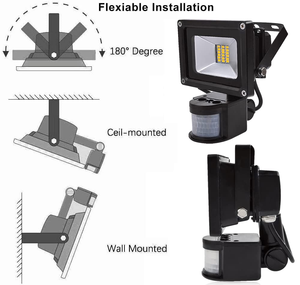 2x 10W 20W 30W 50W Faretto LED con Sensore di Movimento,Luce di Sicurezza Impermeabile IP65,Faro LED Esterno con Sensore,Bianco Caldo 3000K,Faretti LED per Giardino,Corridoio,Patio(20 watt)