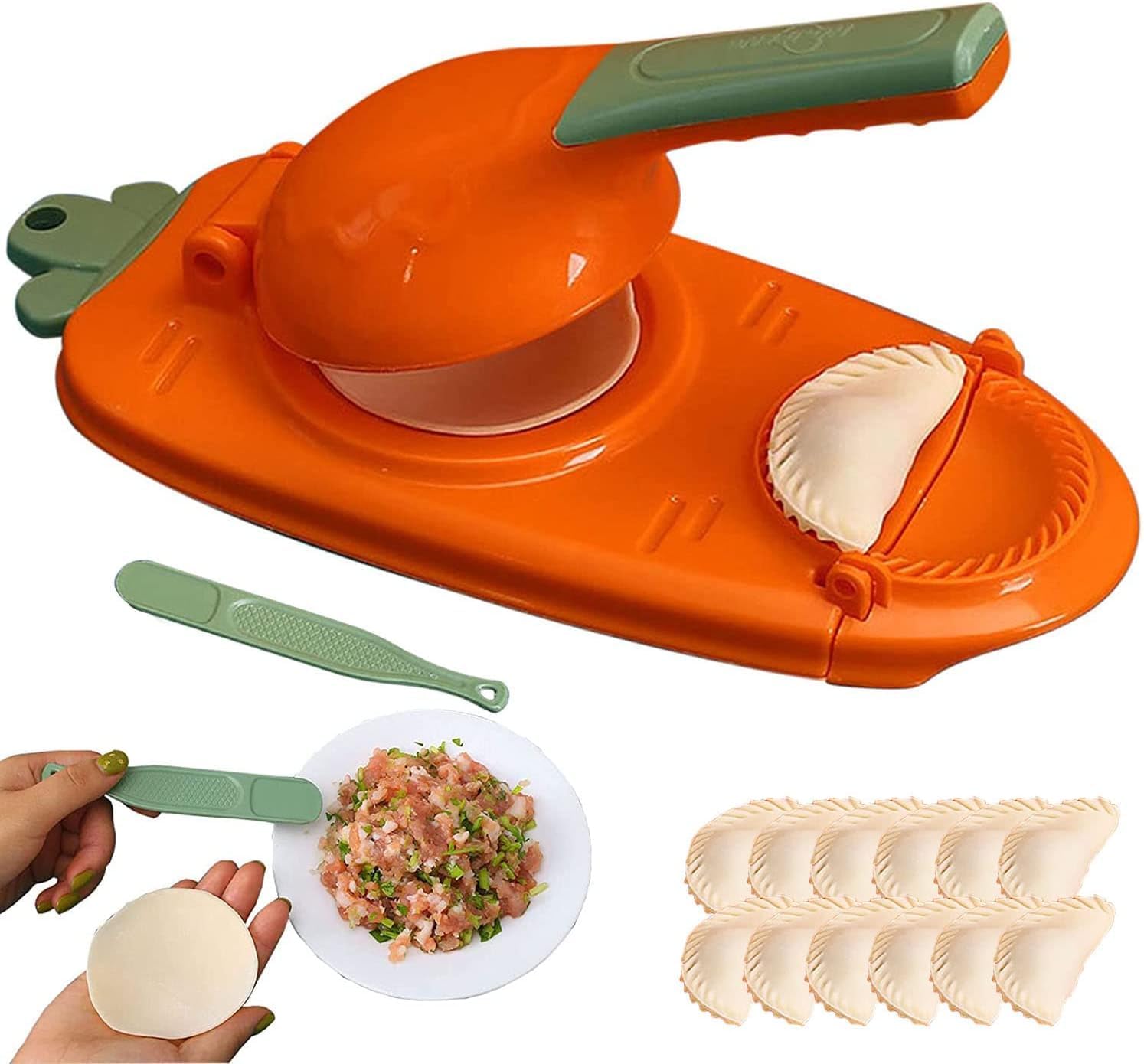 Dumpling Skin Artifact Diy Dumpling Maker, 2 in 1 Dumpling Wrapper Maker Press Set, Dough Pressing Tool Kitchen Baking Accessories 10 Seconds to Make Dumplings Quickly