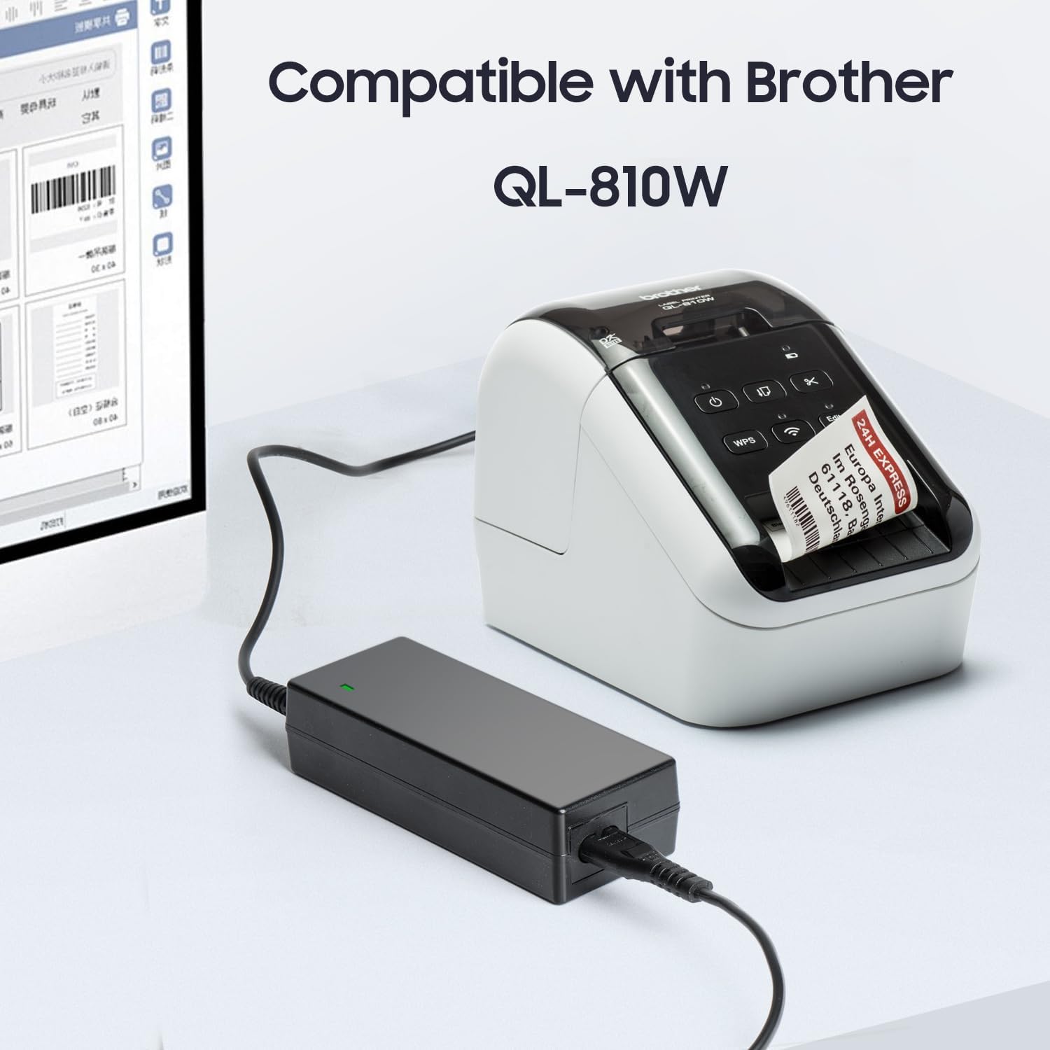 KFD 25V AC/DC Adapter Compatible with Brother QL-810W QL-810 QL-820NWB QL-820 NWB QL820NWB QL820 TD-2120 TD-2120N TD-2130N TD-2120NW TD-2020N TD-2020 TD-2130NHC TD-2130NW TD-2130NWL Printer Power Cord