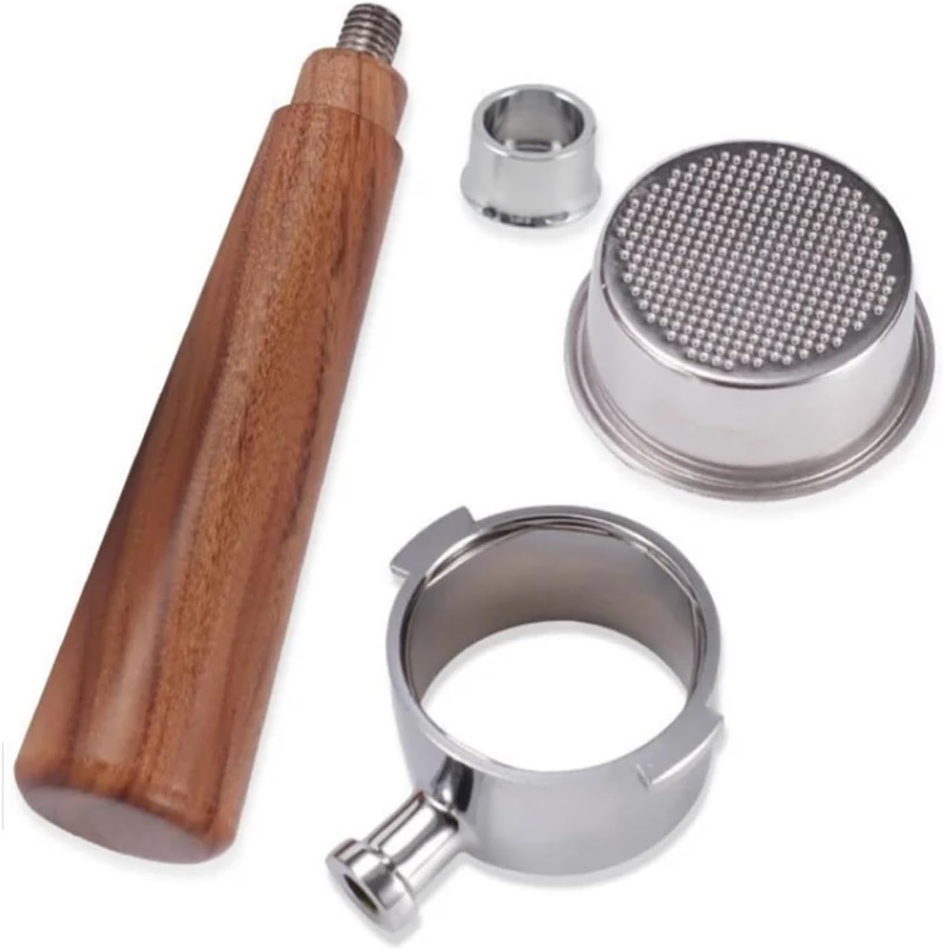 51MM 304 Stainless Steel Coffee Bottomless Portafilter,Compatible For Delonghi ECP33.21 ECP35.31 Filter Replacement(51mm 2 nais Beech)