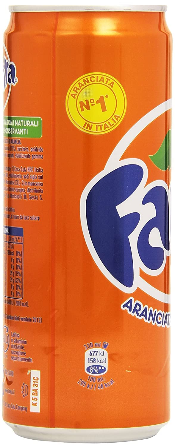 48 botes de limonada naranja de Fanta 330 ml 100% naranjas italianas