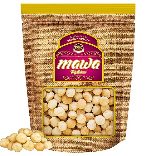 Mawa Raw Macadamia Nuts 500g | Macadamia Seeds | Whole and Natural from Mawa Nuts & Seeds Variety | Raw Unsalted | Plant Protein | Rich in Fiber | Resealable pouch 500g