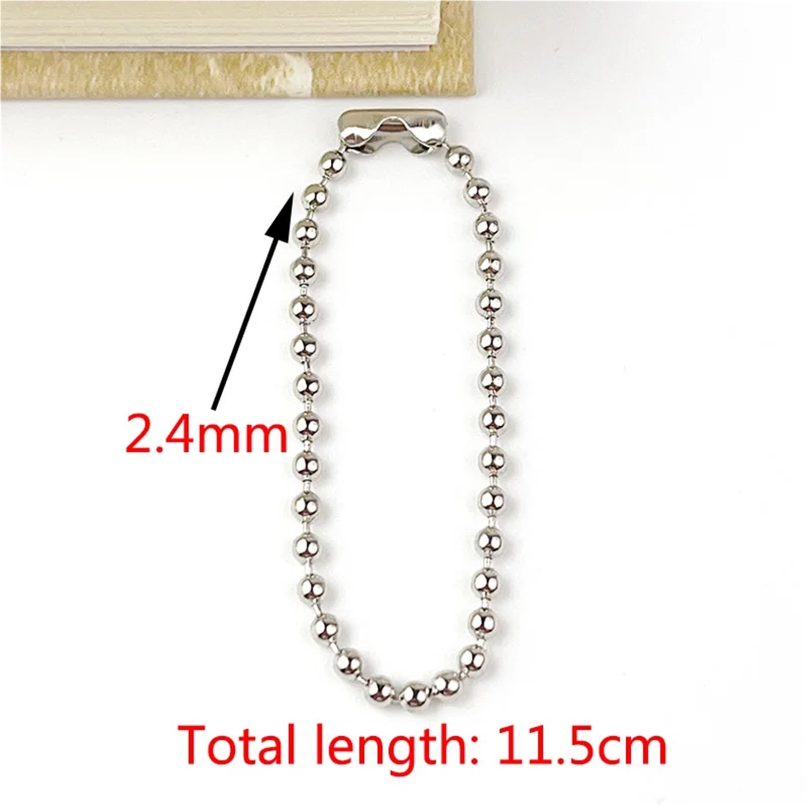 Łańcuszki kulkowe, 10 kolorów 4,52 cala farba do pieczenia metalowy koralik DIY brelok materiał na wisiorek(Bead Chain Purple)
