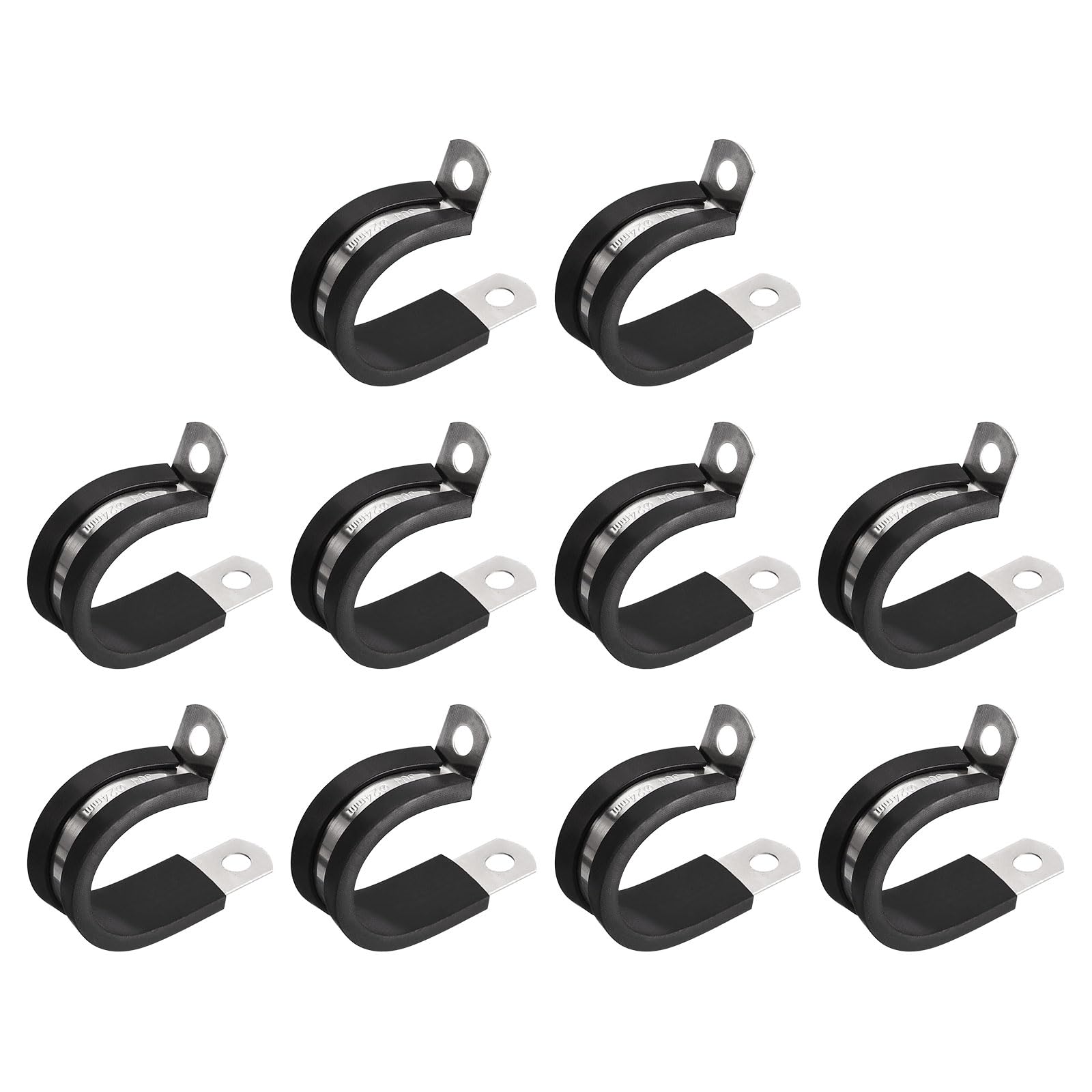 uxcell 20Pcs 1 Inch(24mm) Cable Clamp 304 Stainless Steel Rubber Cushioned Insulated Clamp R Shape Metal Clamp for Tube Pipe Wire