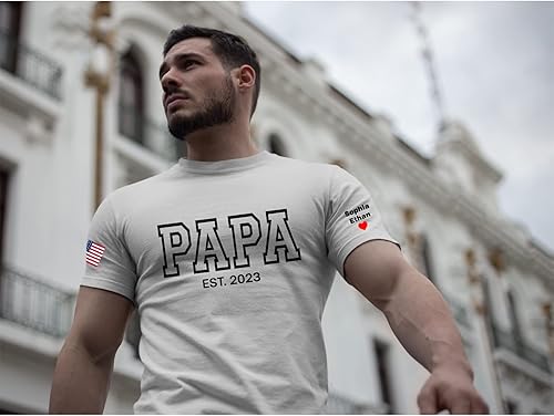 Miniatura 4 de NAZENTI Camisetas personalizadas con nombre del niño para el día del padre, camisa personalizada para el día del padre