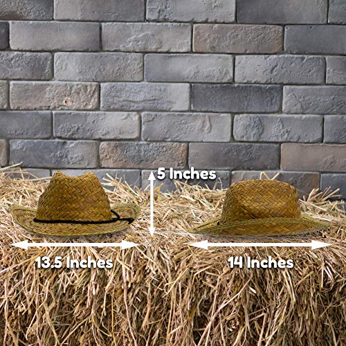 12 Pieces - Straw Cowboy Hat for Men & Women - Cowboy Party Favor Supplies - Assorted Colors