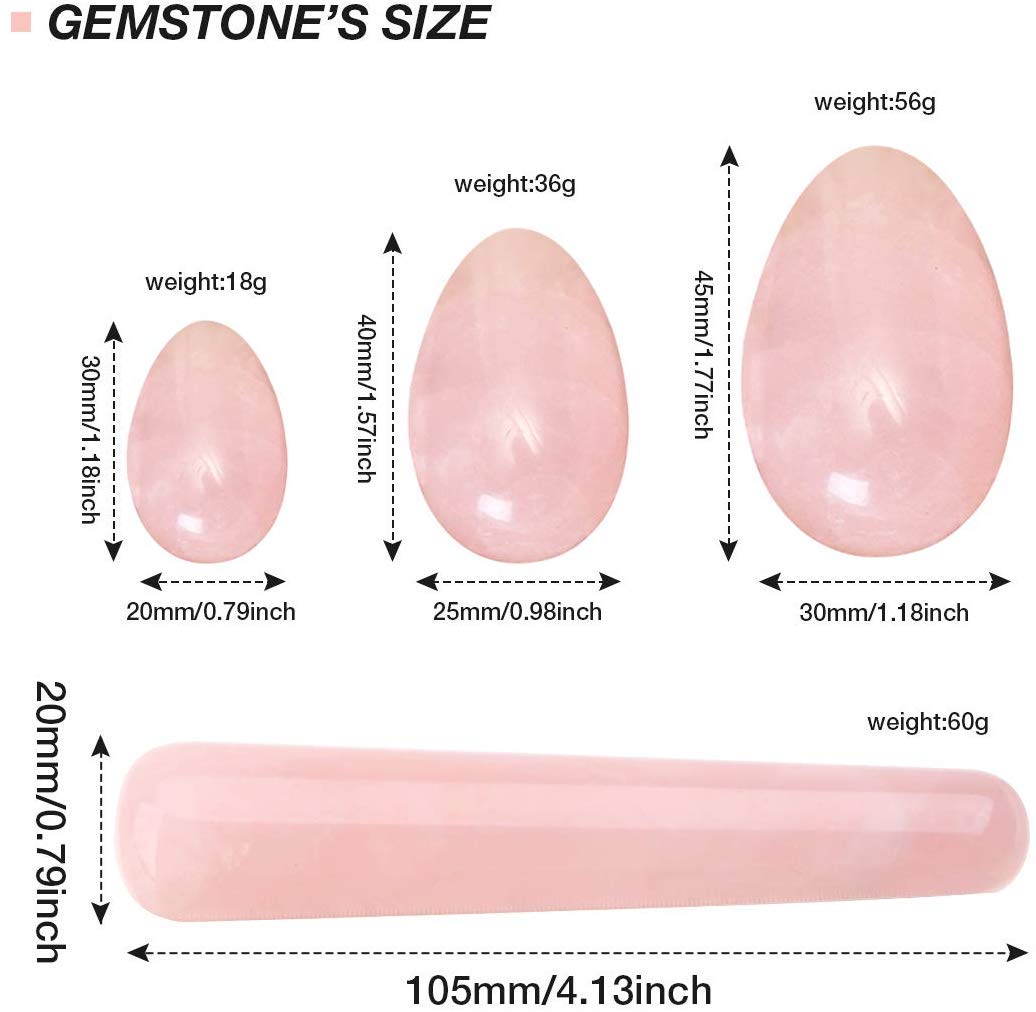 Yoni Egg - Uova di giada in quarzo rosa naturale, da donna