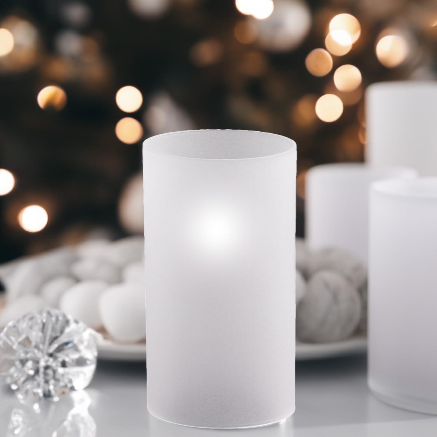 WGVI Hurricane Candle Holder Sleeve, W: 5", Ht: 10", Frosted Glass Cylinder Open Both Ends, Chimney Tube Shade, 1 Piece - Image 5