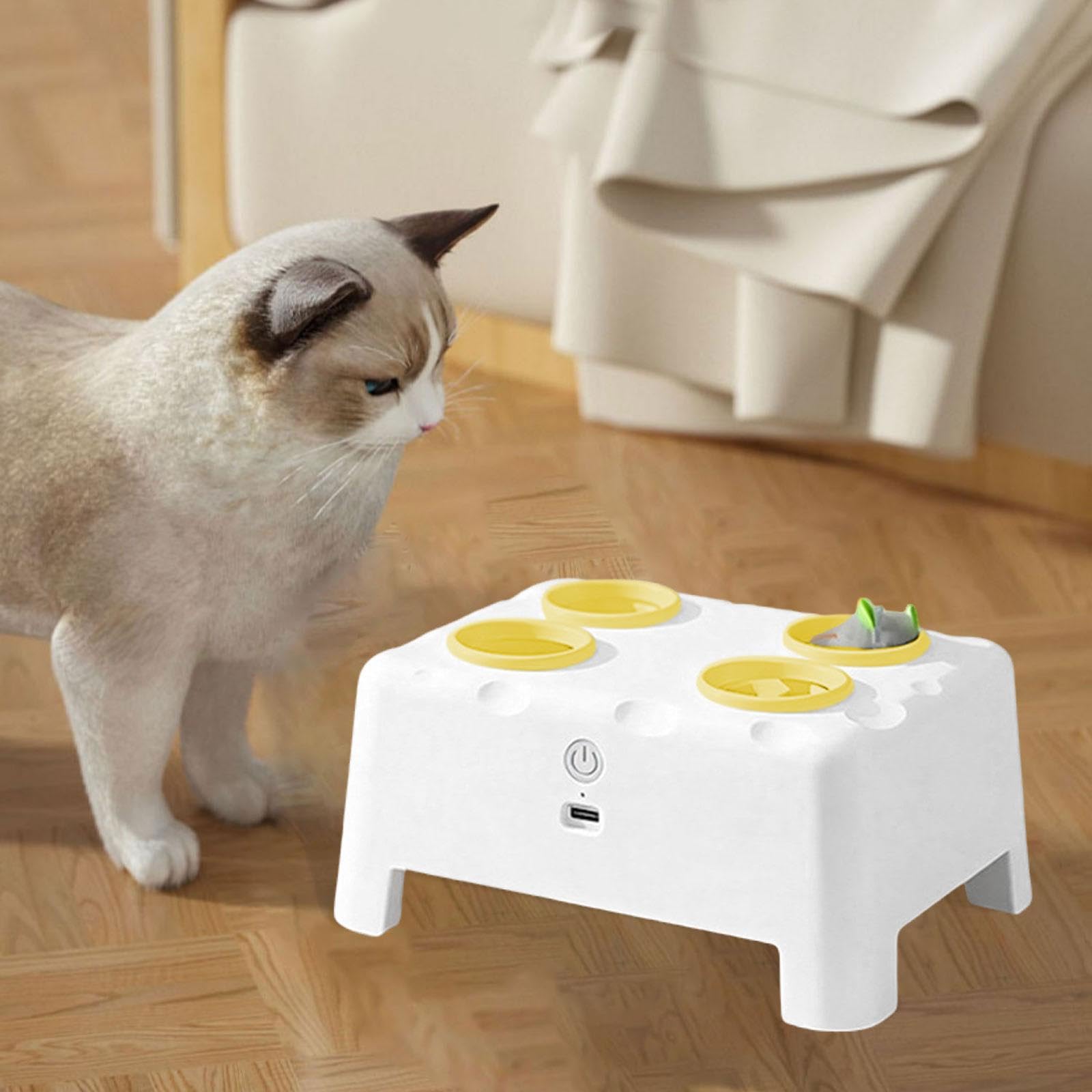 Juguete Interactivo Electrónico para Gato con Automática Ratón Que Se Mueve Cinta Interactiva Hecho en PP Adecuado para Estimulación y, Amarillo
