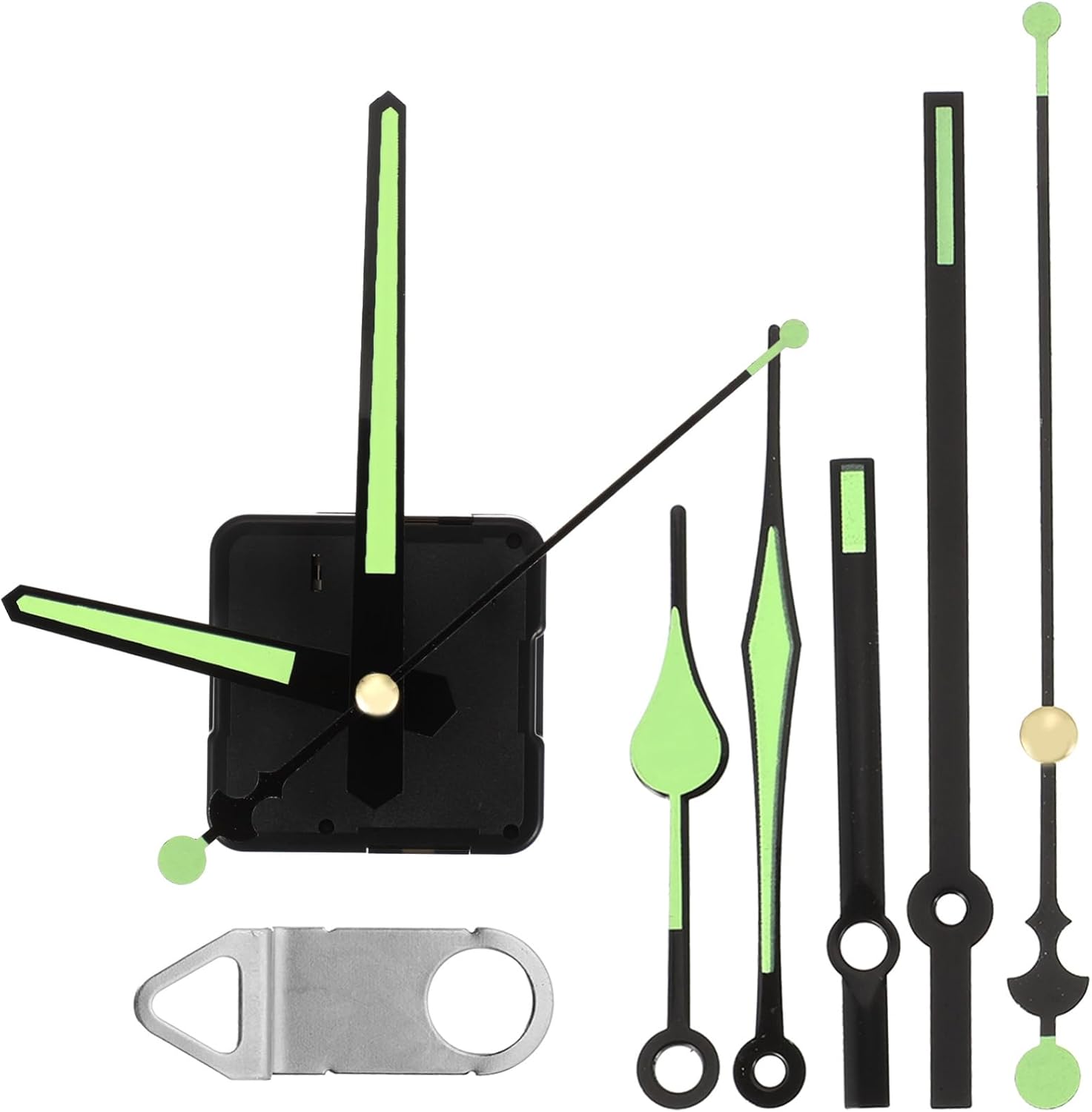 SEWACC 1 Set Luminous Clock Hands and Mechanism, Battery Operated Quartz Clock Movement Replacement Parts for DIY Wall Clocks Repair Parts