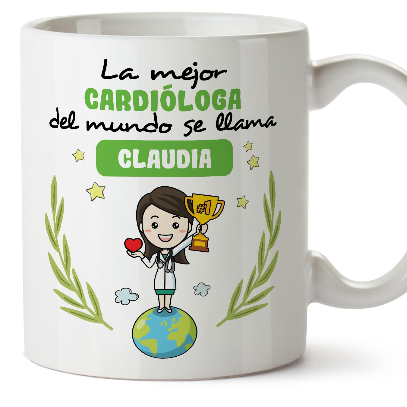 MUGFFINS Personalised Mug for Cardiologist Woman - in Spanish - Eres Mejor del Mundo - Funny Custom Gift for Colleagues - Ceramic 11oz Mug