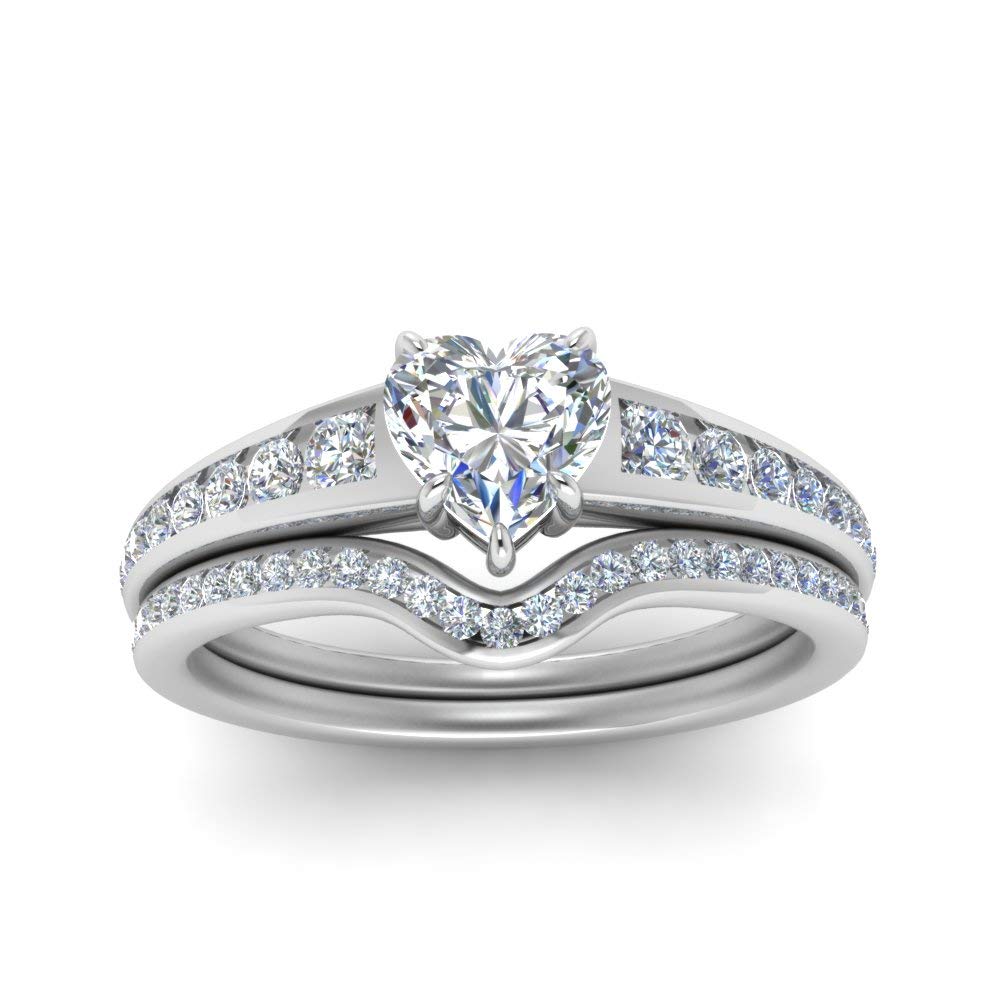 Choose Your Gemstone Graduated Channel Setting Diamond CZ Wedding Sterling Silver Heart Shape Wedding Engagement Birthstone Stackable Ring Size US 4 to 12