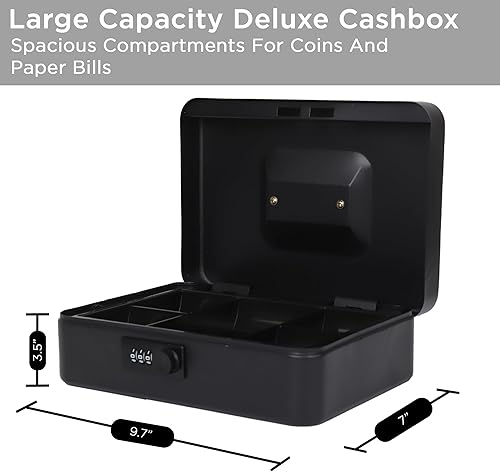 Miniatura 5 de Darice Caja de efectivo  Caja fuerte grande para dinero en efectivo  Organizador de caja de dinero para billetes, monedas, cerradura de seguridad