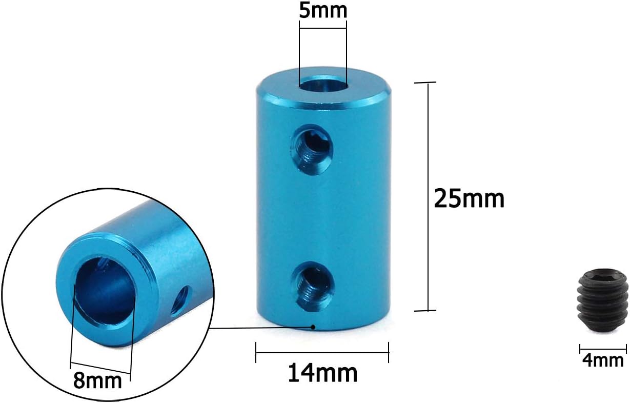 TOP оƒƒERS ZRM&E 2-Pack 5-8mm Aluminium Alloy Couplings Shaft DIY Car Boat Airplane Model Shaft Fitting Accessory 3D Printers Parts Motor Rigid Coupler Connector Blue