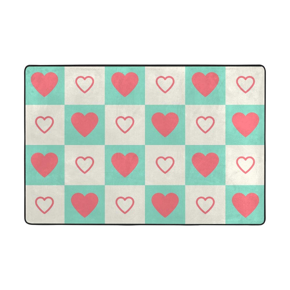 Tapis de salon motif cœur bleu grand tapis rectangulaire en velours Ruchen