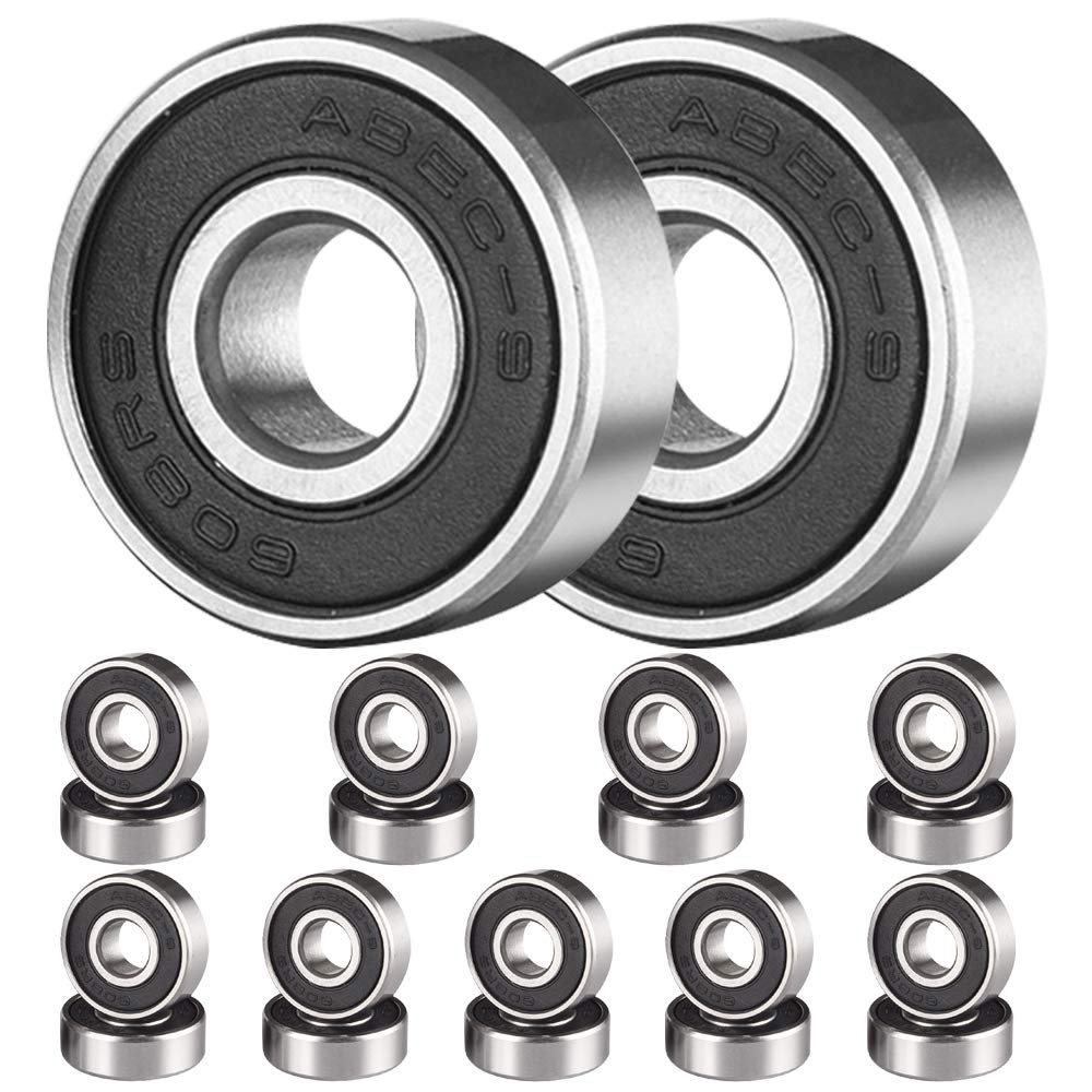 20Pcs x 608 RS ABEC 9 High-Carbon Chromium Bearing Steel Ball Skateboard Bearing 8mm x 22 mm x 7mm for Skateboards, Longboards, Inline Skates, Roller Skates, Spinners, Double Shielded