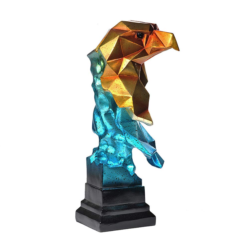 Cabeza De águila Calva & Busto Estatuas,Vida Silvestre Decoración del Hogar Abstracto Regalos,Moderno Geométrica Halcón Esculturas Resina Animal Colección Figuras-C 14 * 18 * 36cm