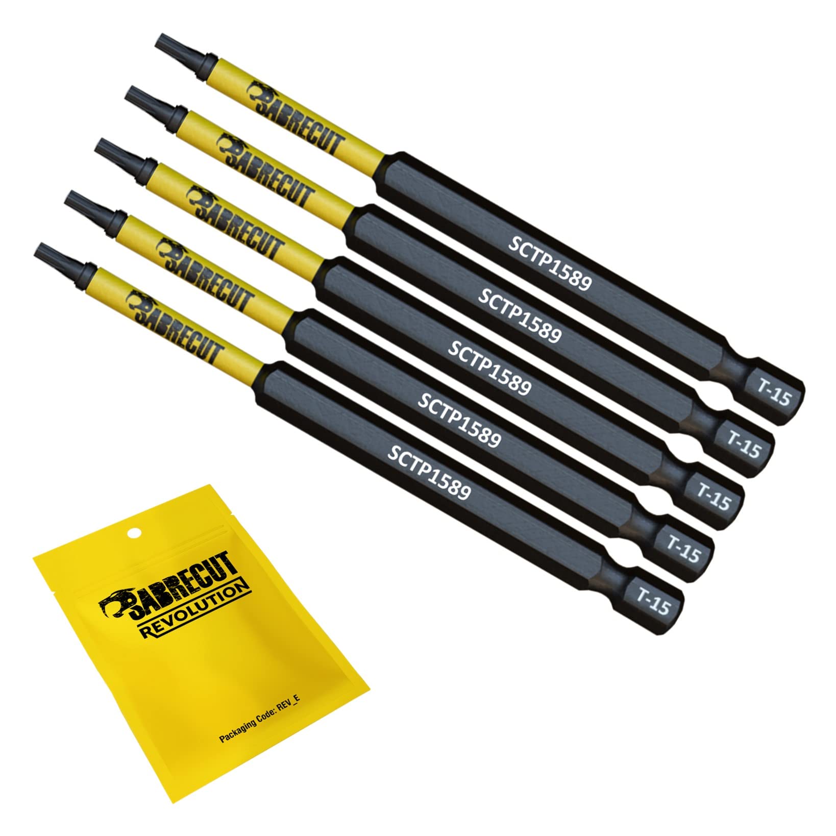 Sabrecut 5 X Sctp1589_5 89Mm T15 Tx15 Torx Tamper Proof Security Magnetic Impact Screwdriver Driver Bits Set Heavy Duty